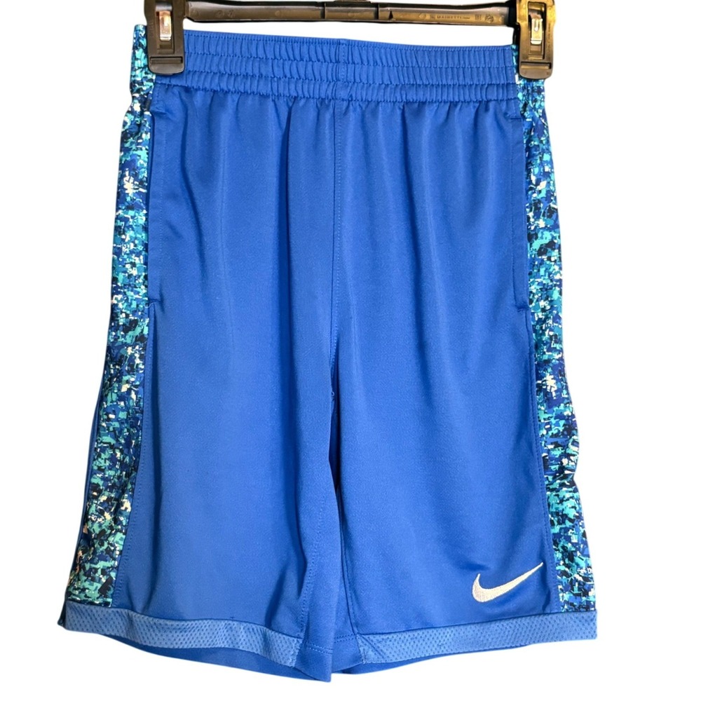 Nike Athletic Shorts Boys Large Blue Good Dri-FIT Digital Camo Side Panels